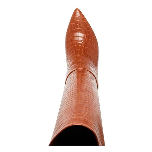 MADDEN GIRL Womens Brown Croco-Chantelle Pointed Toe Stiletto Boots 5.5 M - Picture 3 of 4